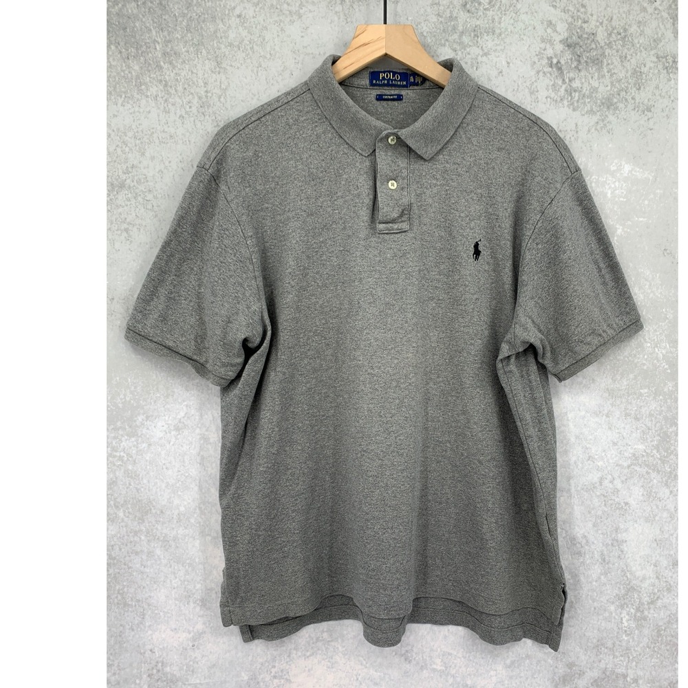 Polo Ralph Lauren Polo Shirt Mens XL Gray Custom Fit Short Sleeve Cotton Casual